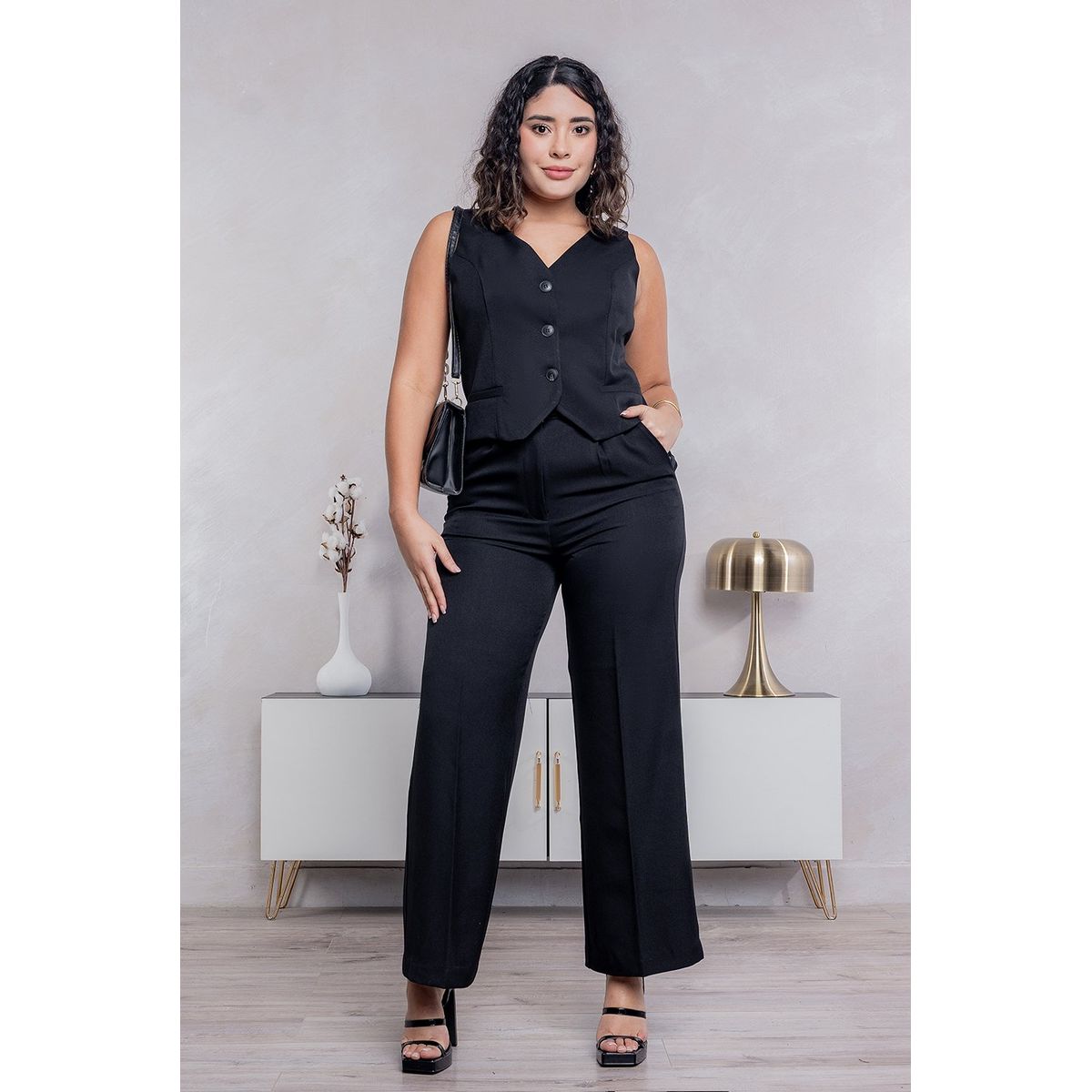 GENERICO - Pantalón Sastre Ancho Amira Color Negro - Estacion 108