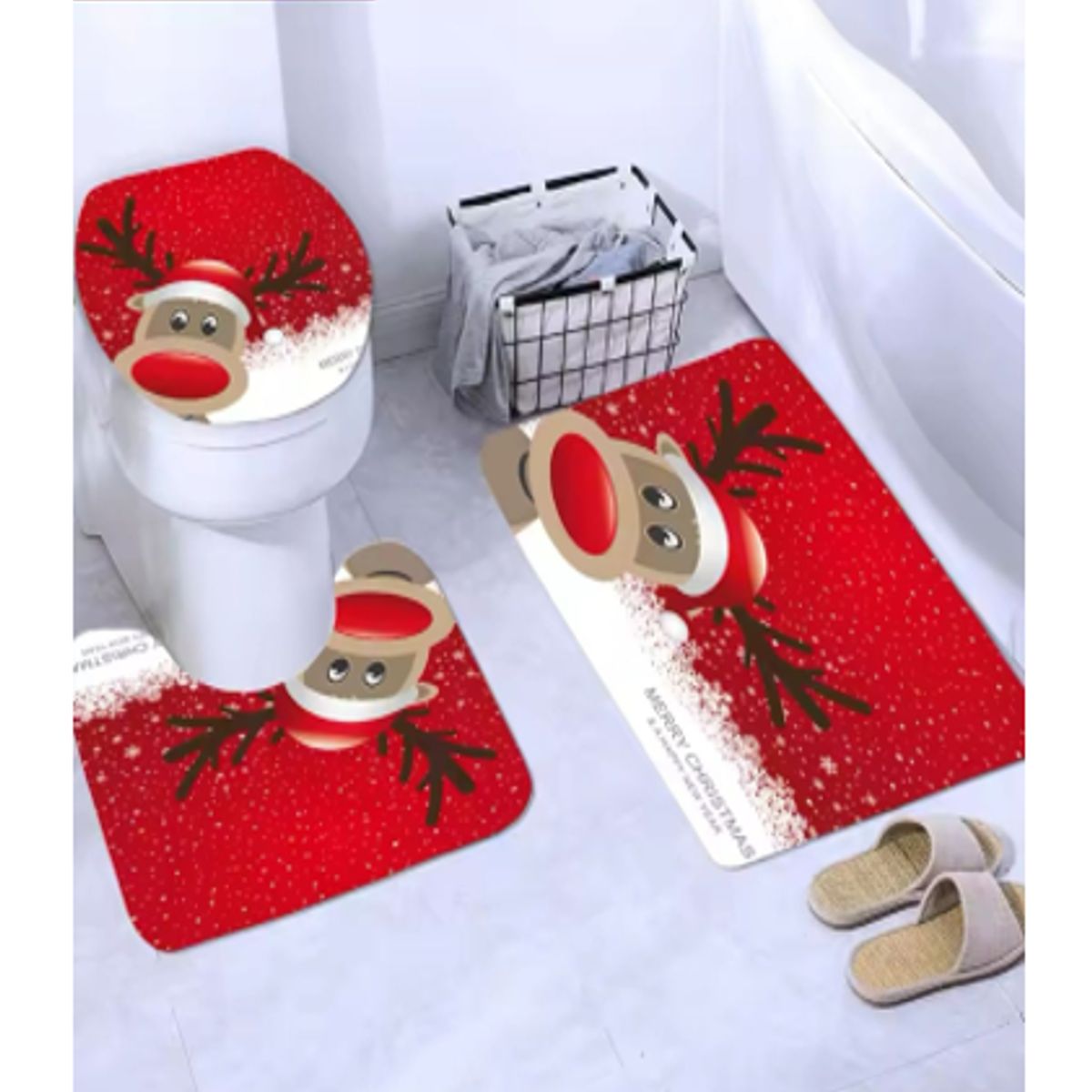 GENERICO - SET DE BAÑO NAVIDEÑO X 3 PIEZAS