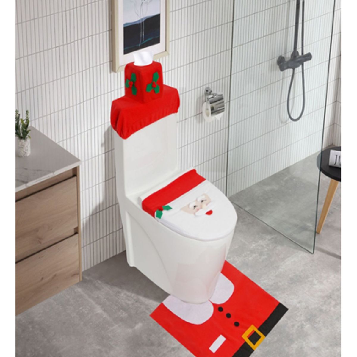 GENERICO - Set De Baño Pascuero 3 Piezas Adorno Navidad Decoracion