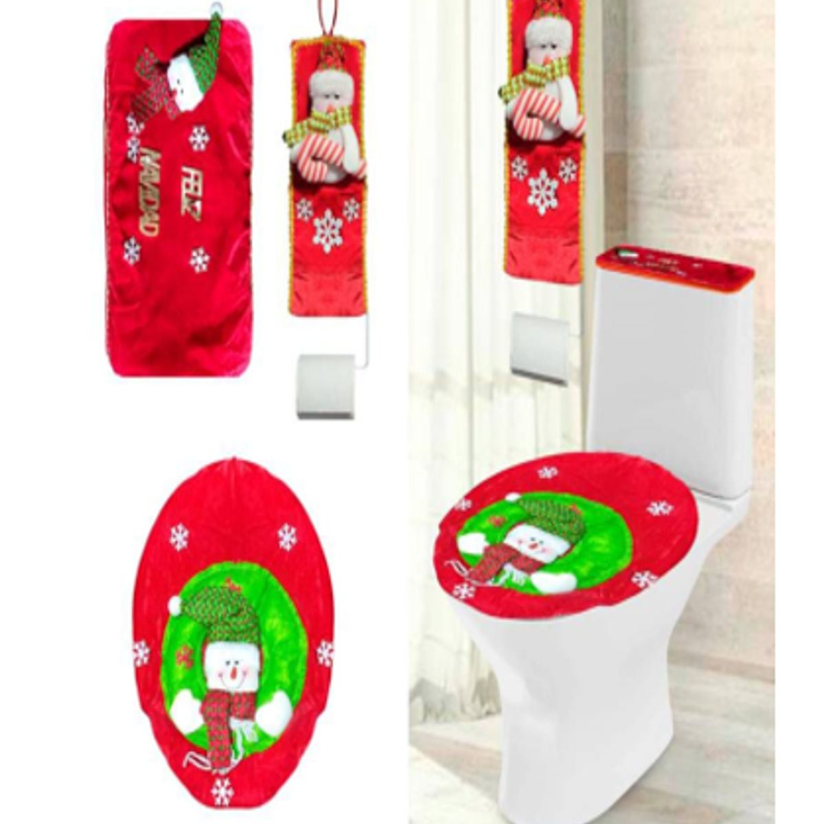 GENERICO - Set De Baño Pascuero 3 Piezas Adorno Navidad Decoracion