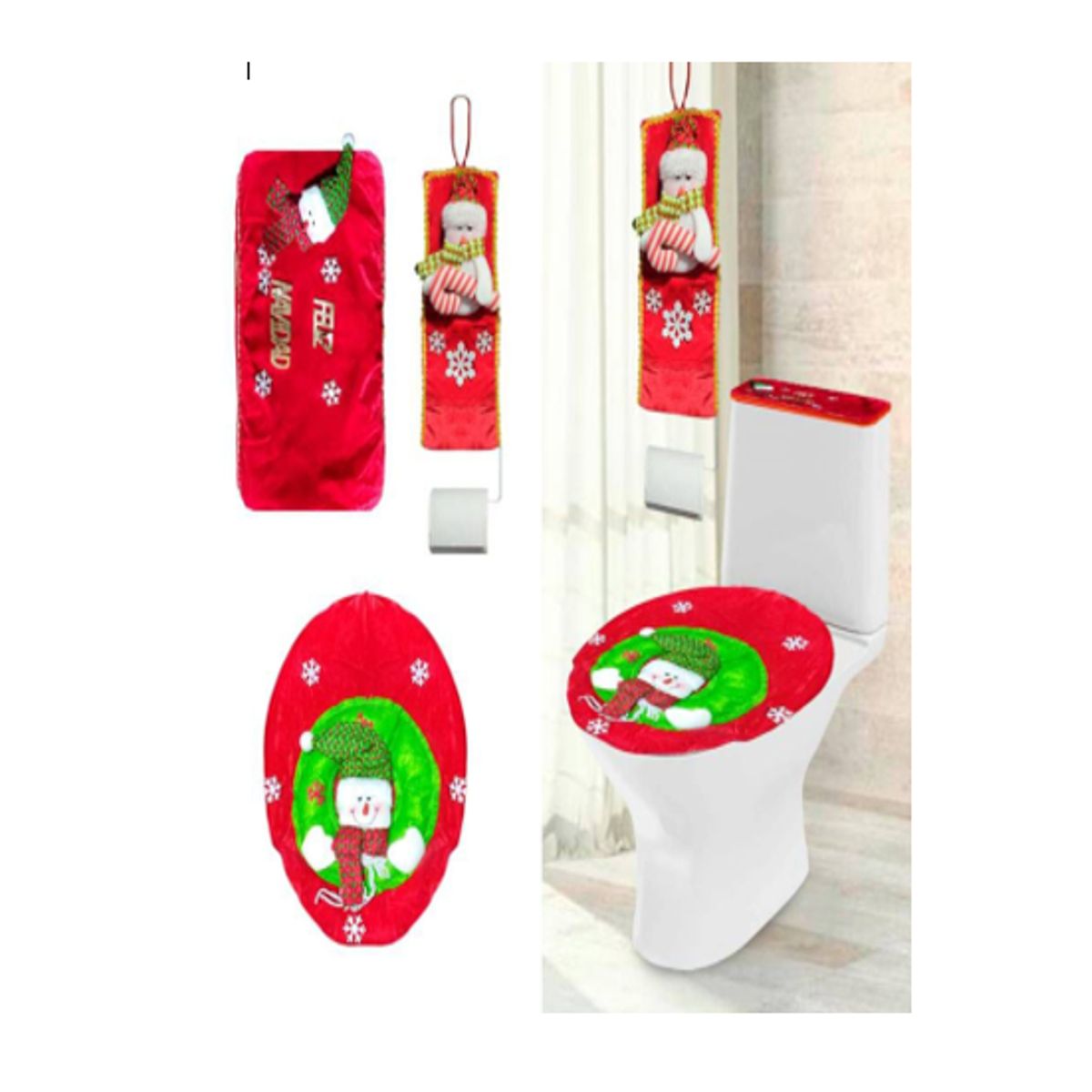GENERICO - Set De Baño Pascuero 3 Piezas Adorno Navidad Decoracion