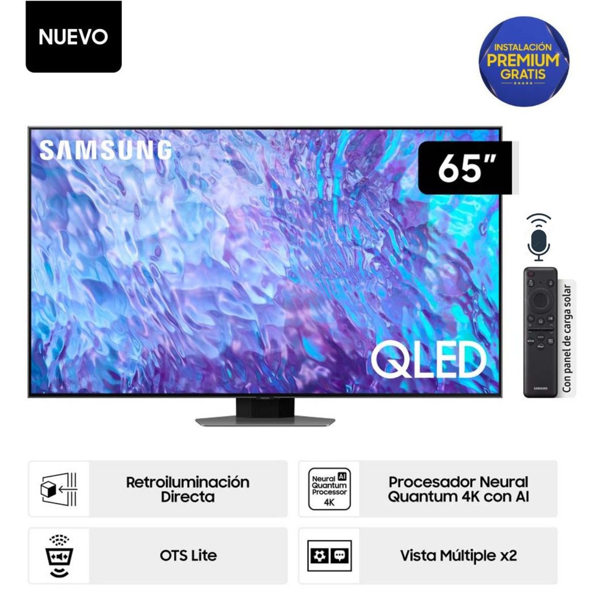 SAMSUNG - Televisor Samsung Smart TV 65 QLED 4K QN65Q80CAGXPE