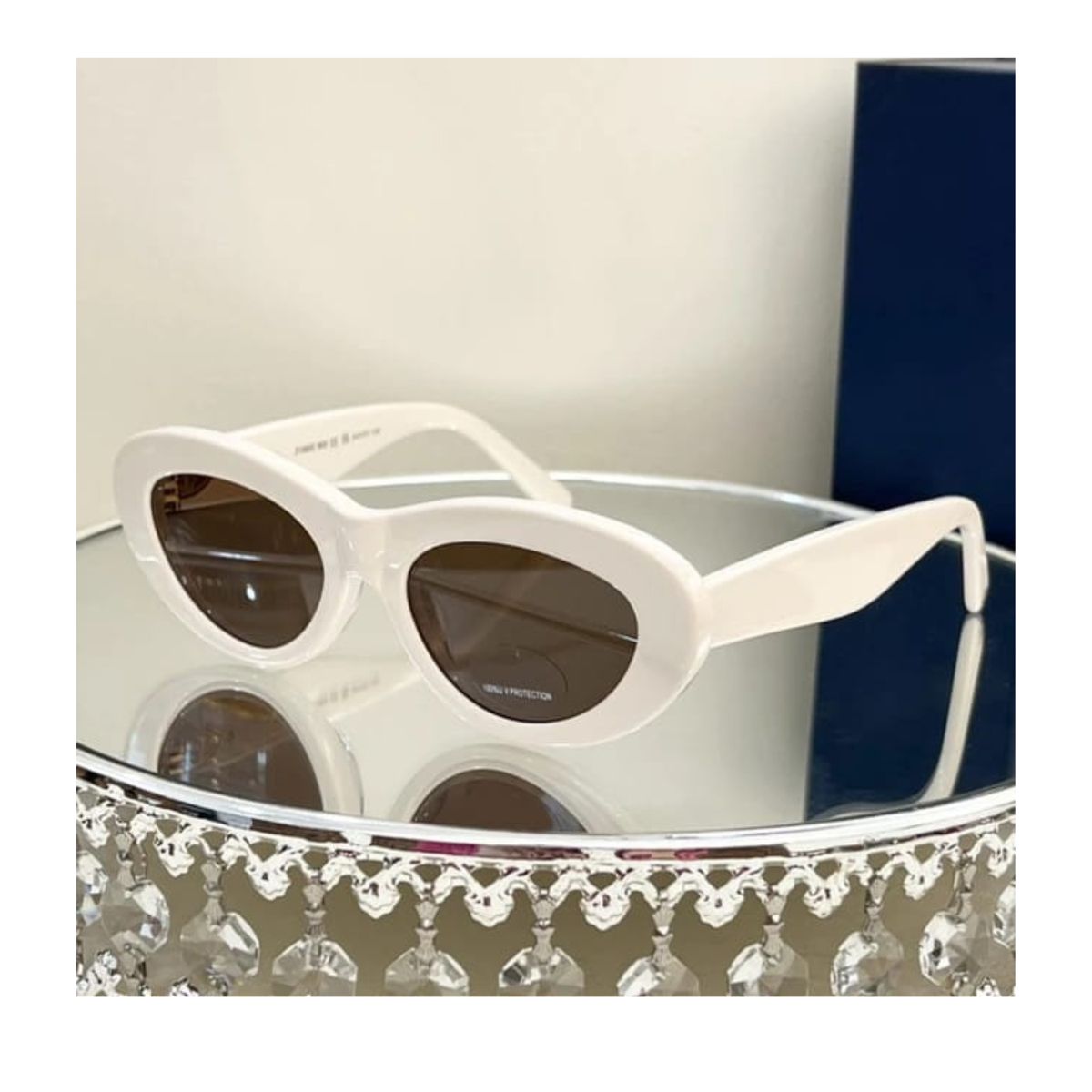 GENERICO - Lentes de Sol Ojo de Gato Unisex Vintage Crema PL3984