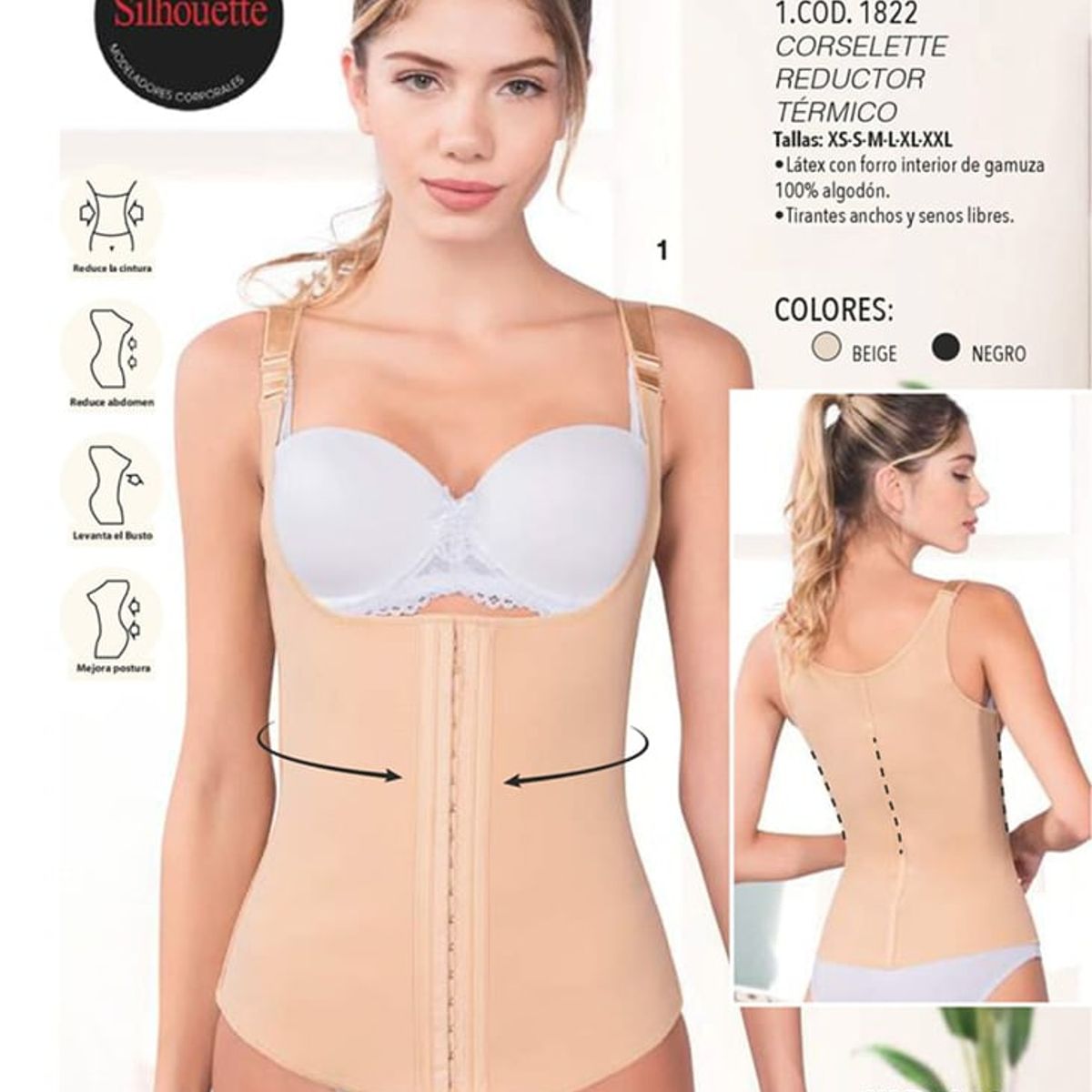 SILHOUETTE - Faja Chaleco Corselette con tirantes y senos libres