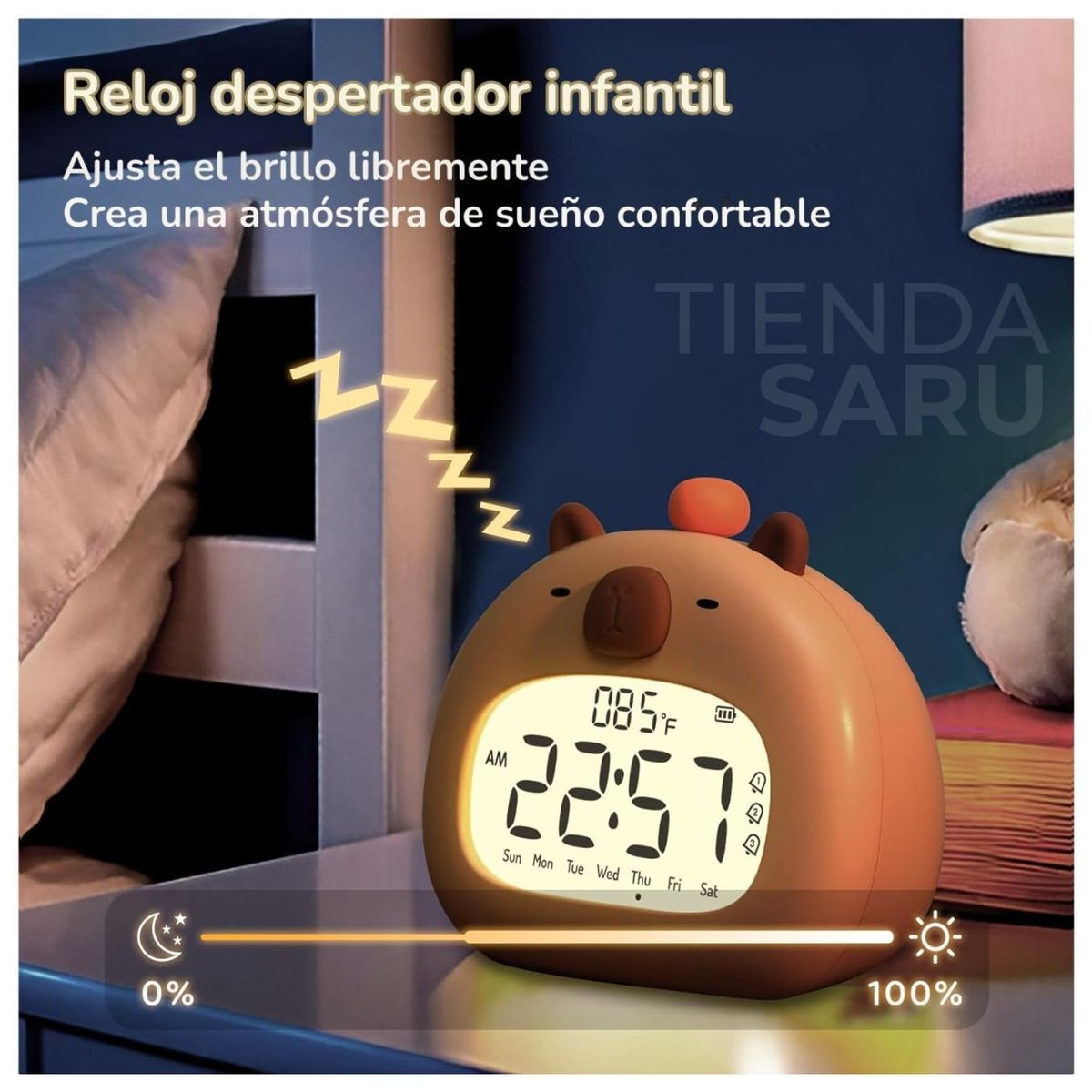 GENERICO - RELOJ DESPERTADOR CAPIBARA PARA NIÑOS