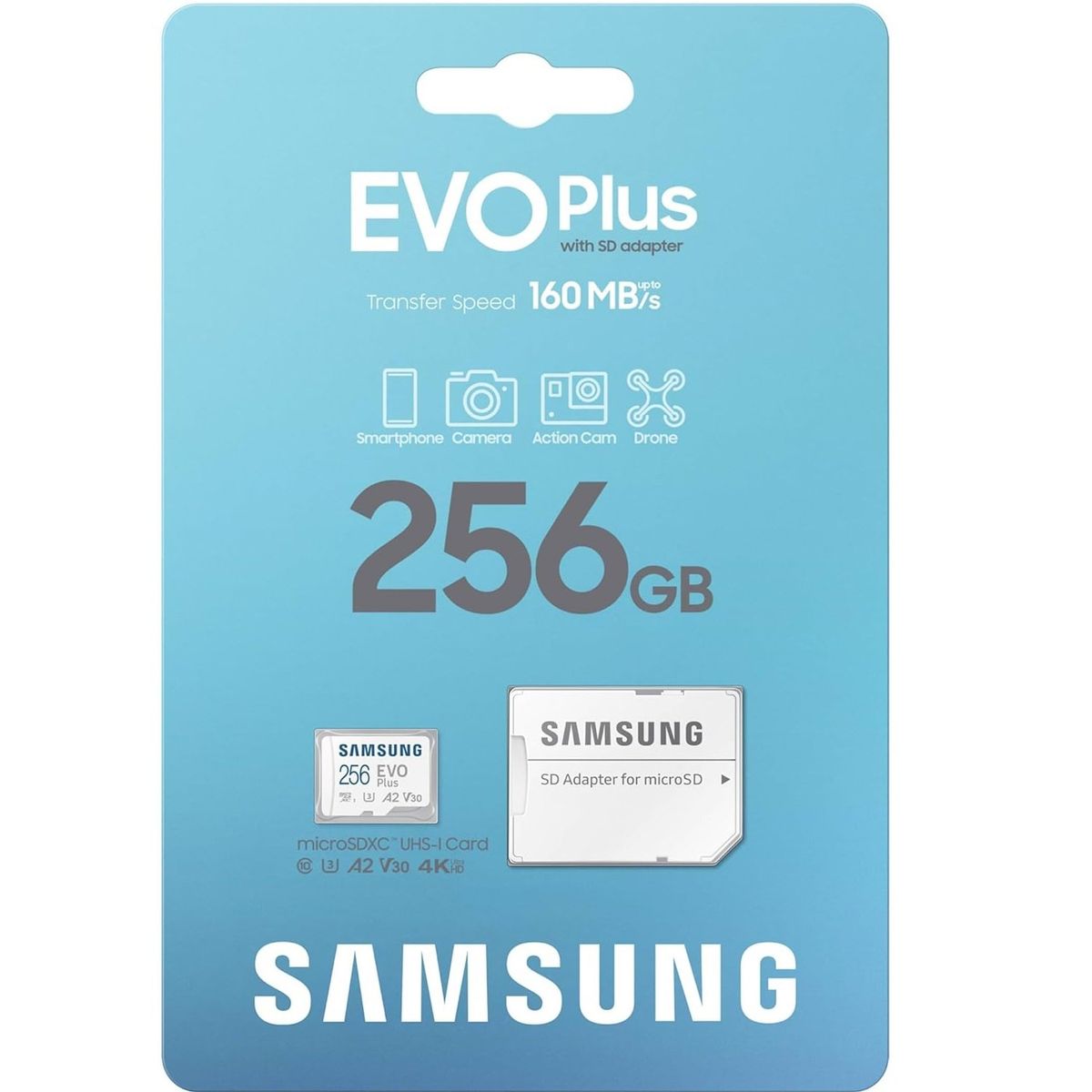 SAMSUNG - Tarjeta de memoria micro sd Samsung evo Plus 256GB - Blanco