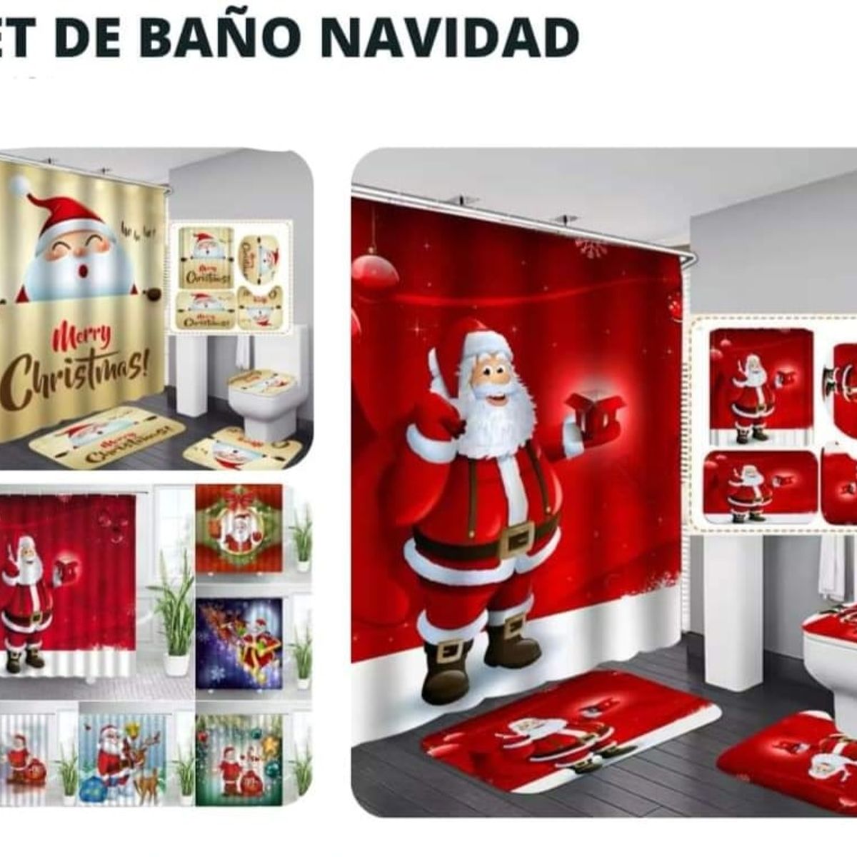GENERICO - Set de 3 Piezas Navideños de Calidad para Inodoro