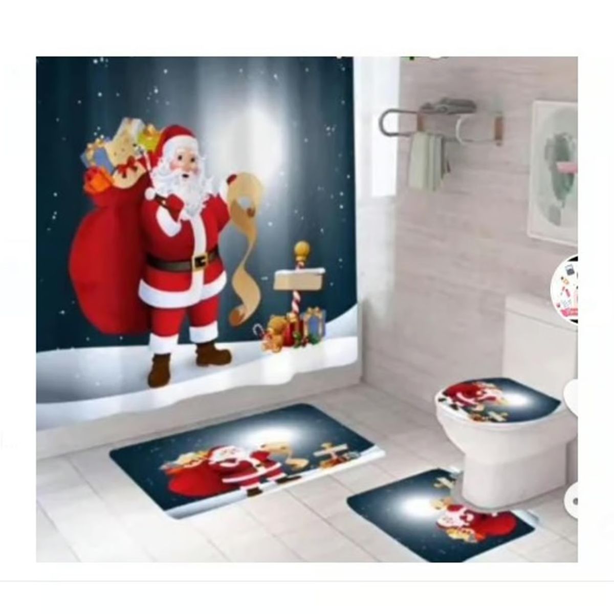 GENERICO - Juego x3 de tapete de baño navideño con estampado