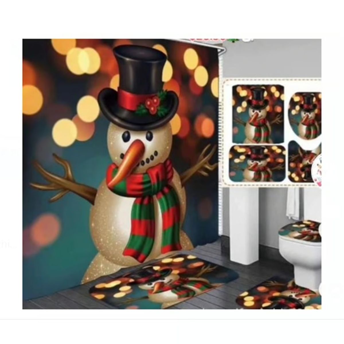 GENERICO - Juego x3 de tapete de baño navideño con estampado