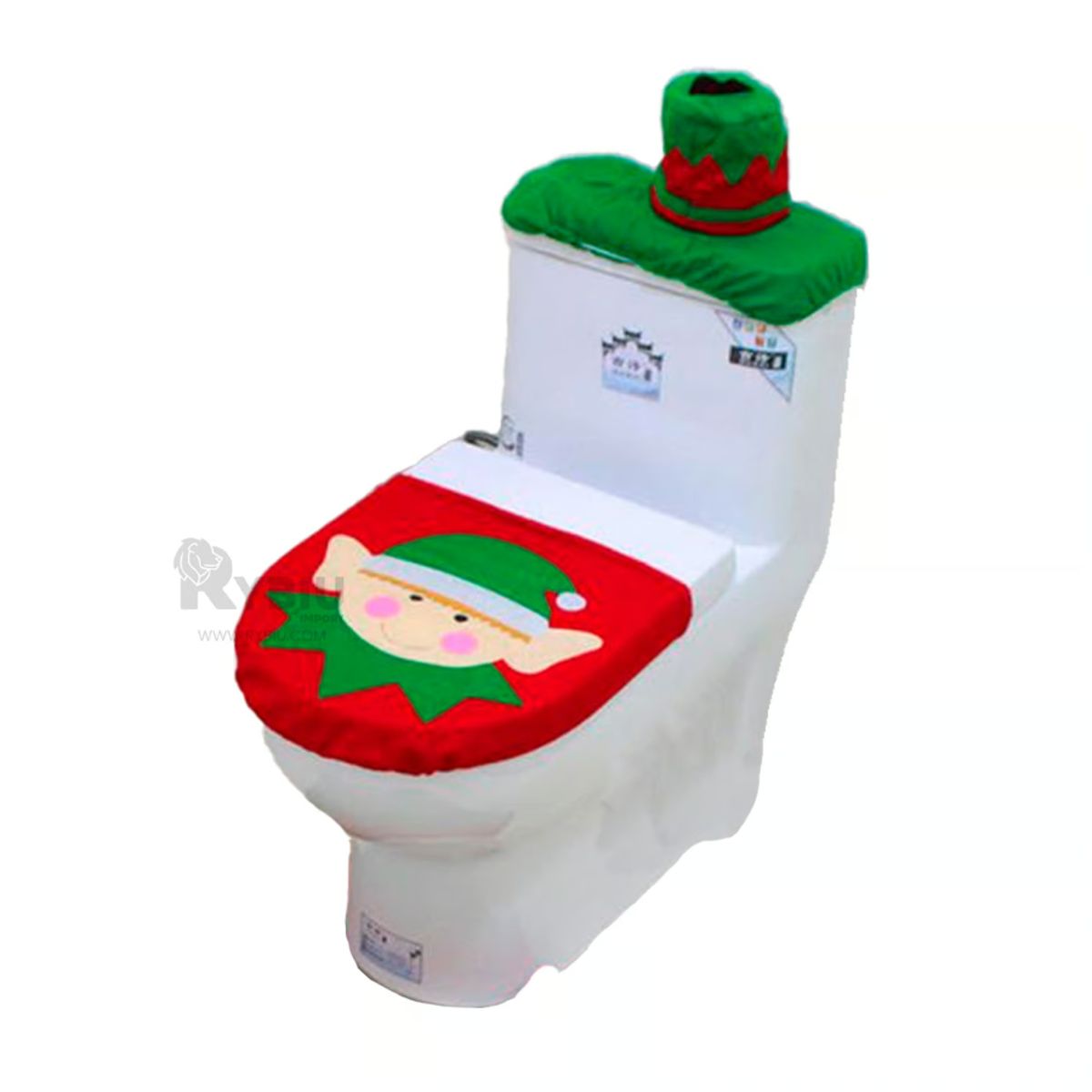 GENERICO - Set de Baño Navideño Economico de 3 Piezas de Duende