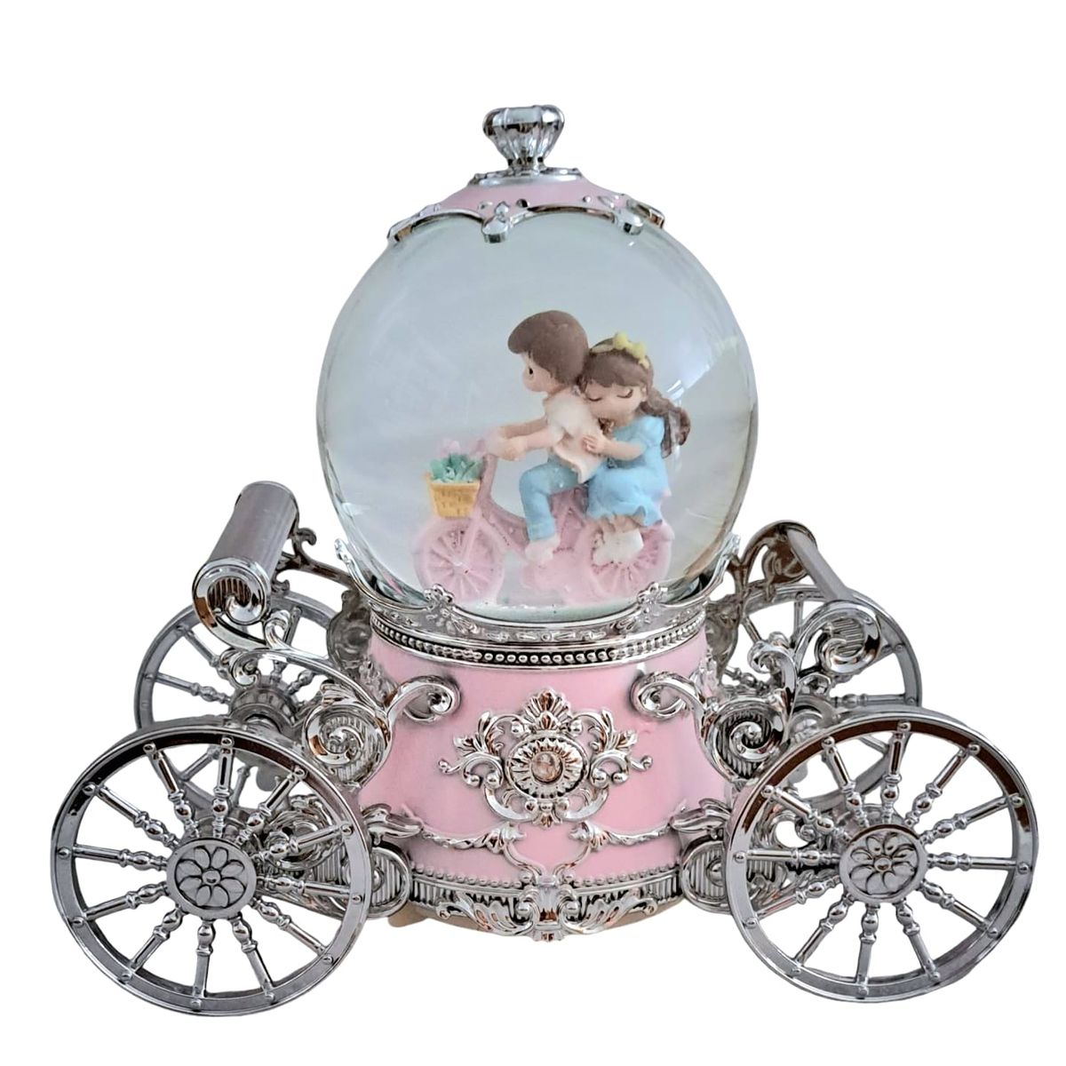 GENERICO - Esfera con carruaje Bola Nieve Caja Musical Luces Decoración