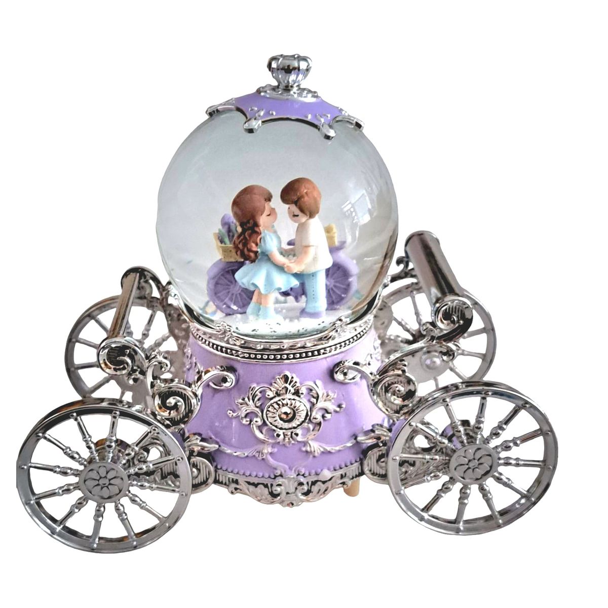 GENERICO - Esfera con carruaje Bola Nieve Caja Musical Luces Decoración