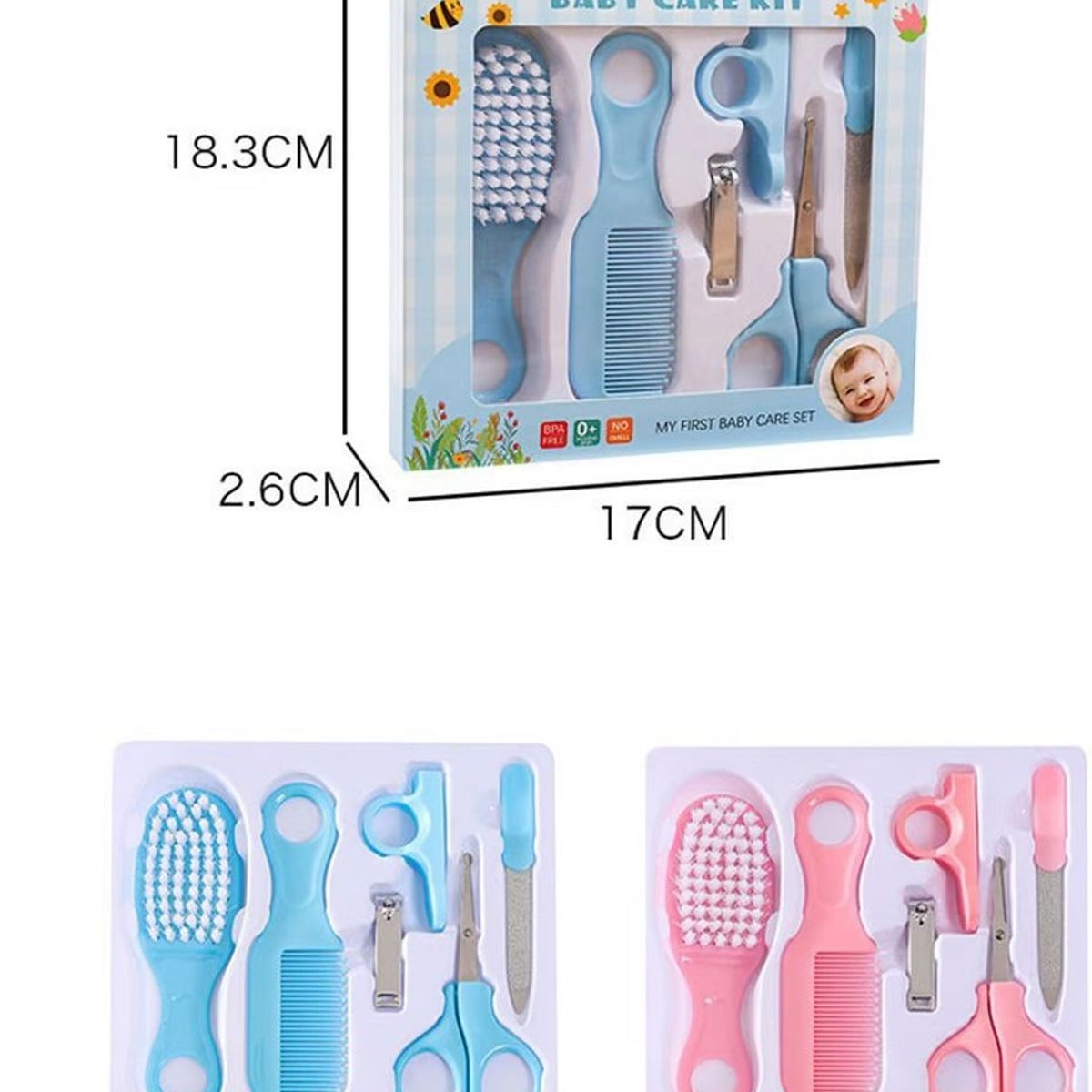 GENERICO - Set Baby Care Higiene para Bebes Cortauñas 6 Pcs Celeste