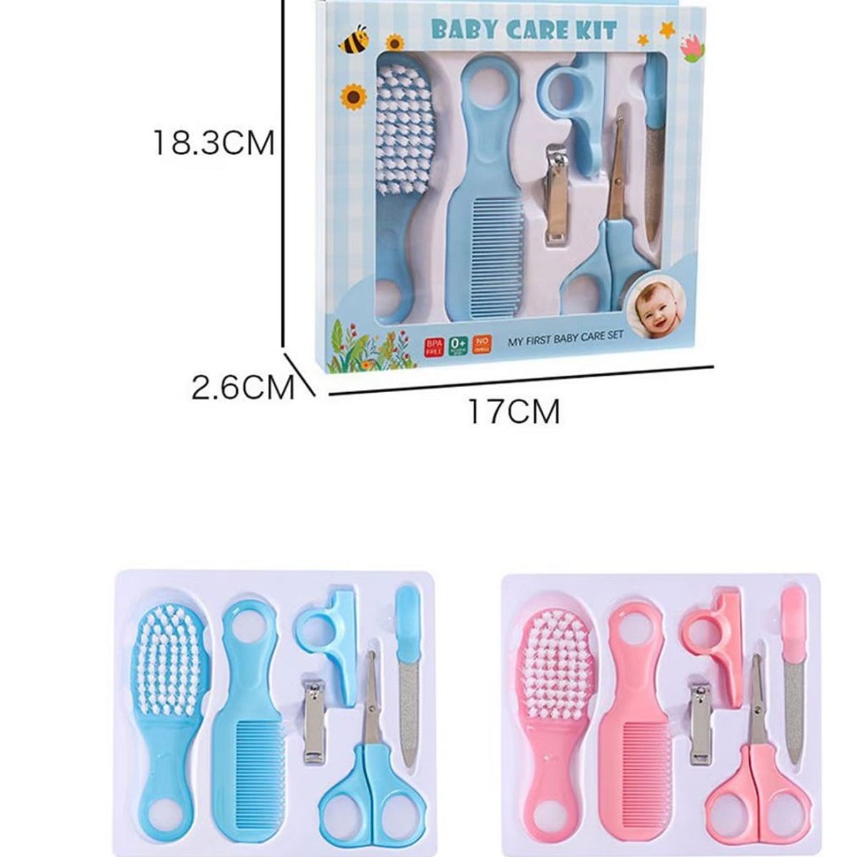 GENERICO - Set Baby Care Higiene para Bebes Cortauñas 6 Pcs Celeste