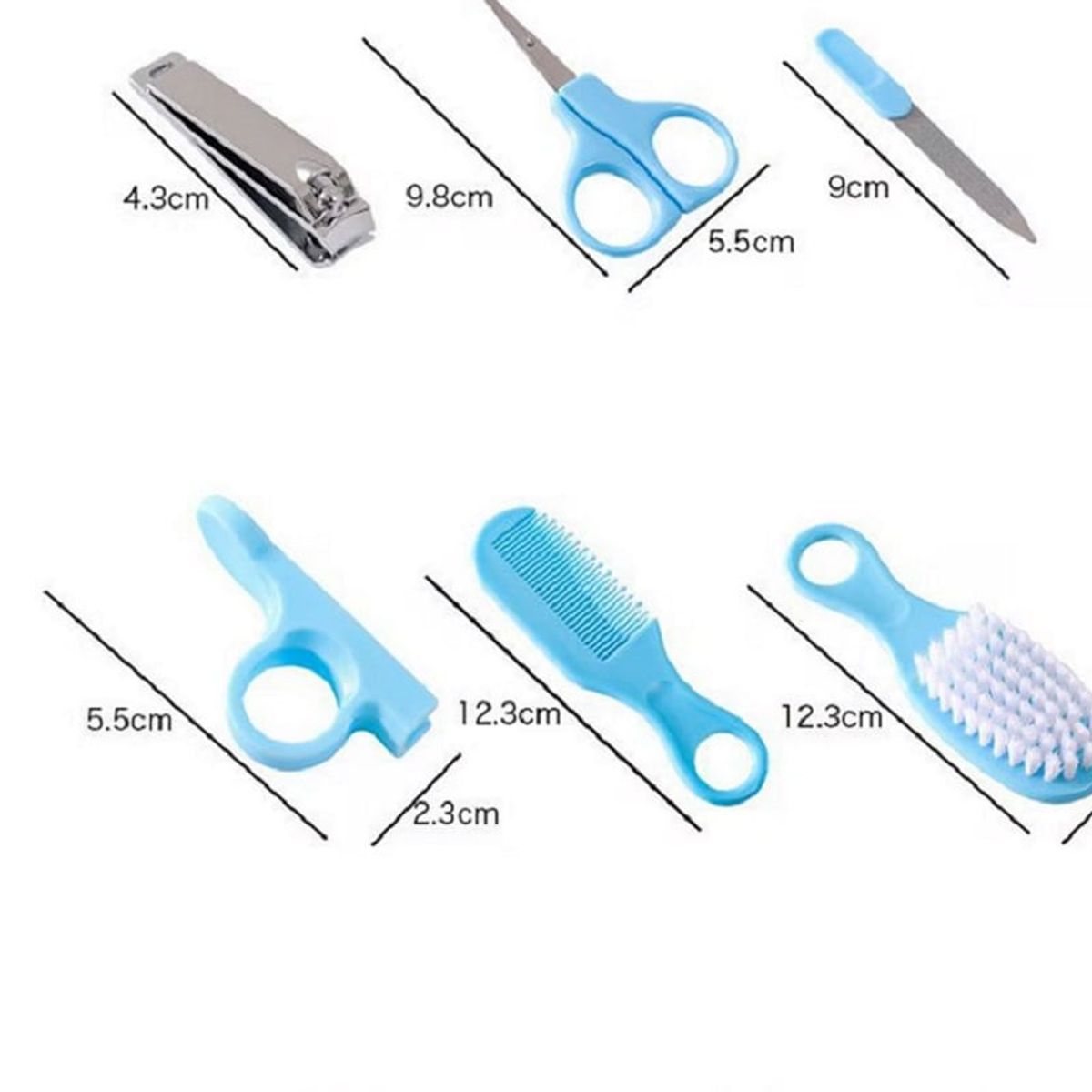 GENERICO - Set Baby Care Higiene para Bebes Cortauñas 6 Pcs Celeste