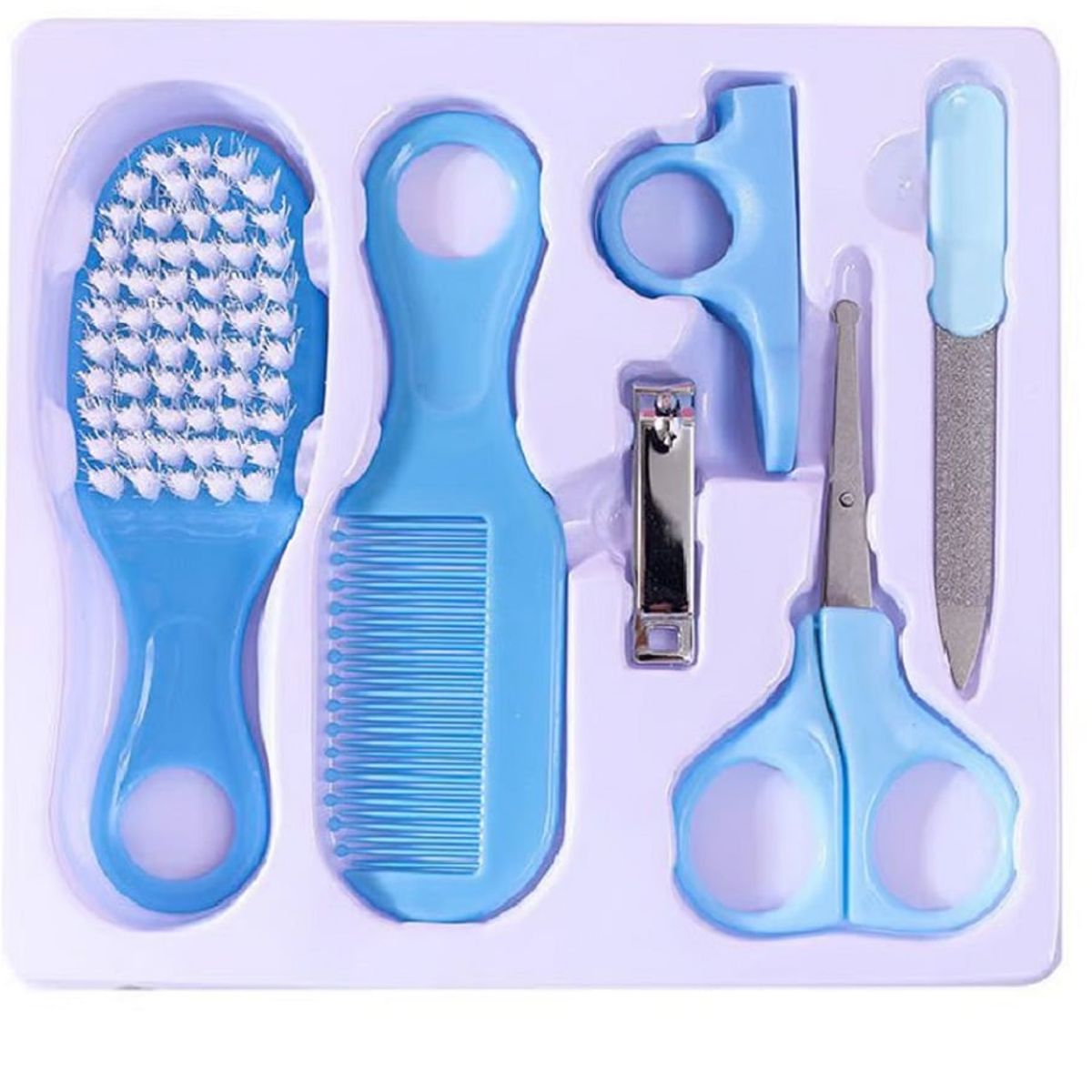 GENERICO - Set Baby Care Higiene para Bebes Cortauñas 6 Pcs Celeste