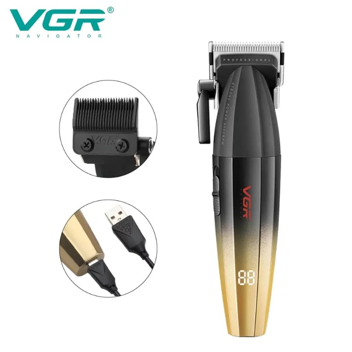 PREMIUM - Maquina Corte Cabello VGR V 003 Pantalla Digital Inalambrico