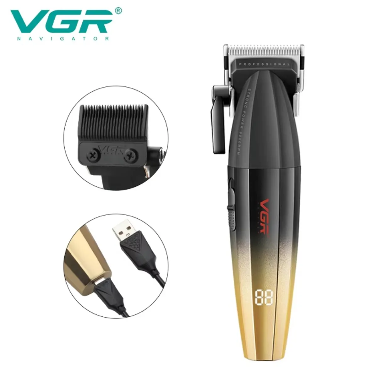 PREMIUM - Maquina Corte Cabello VGR V 003 Pantalla Digital Inalambrico