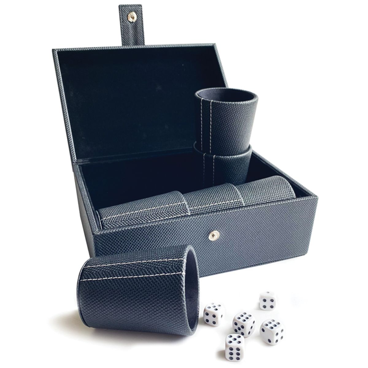 GENERICO - Caja de cachitos o dudo para 6 jugadores en cuerina negra