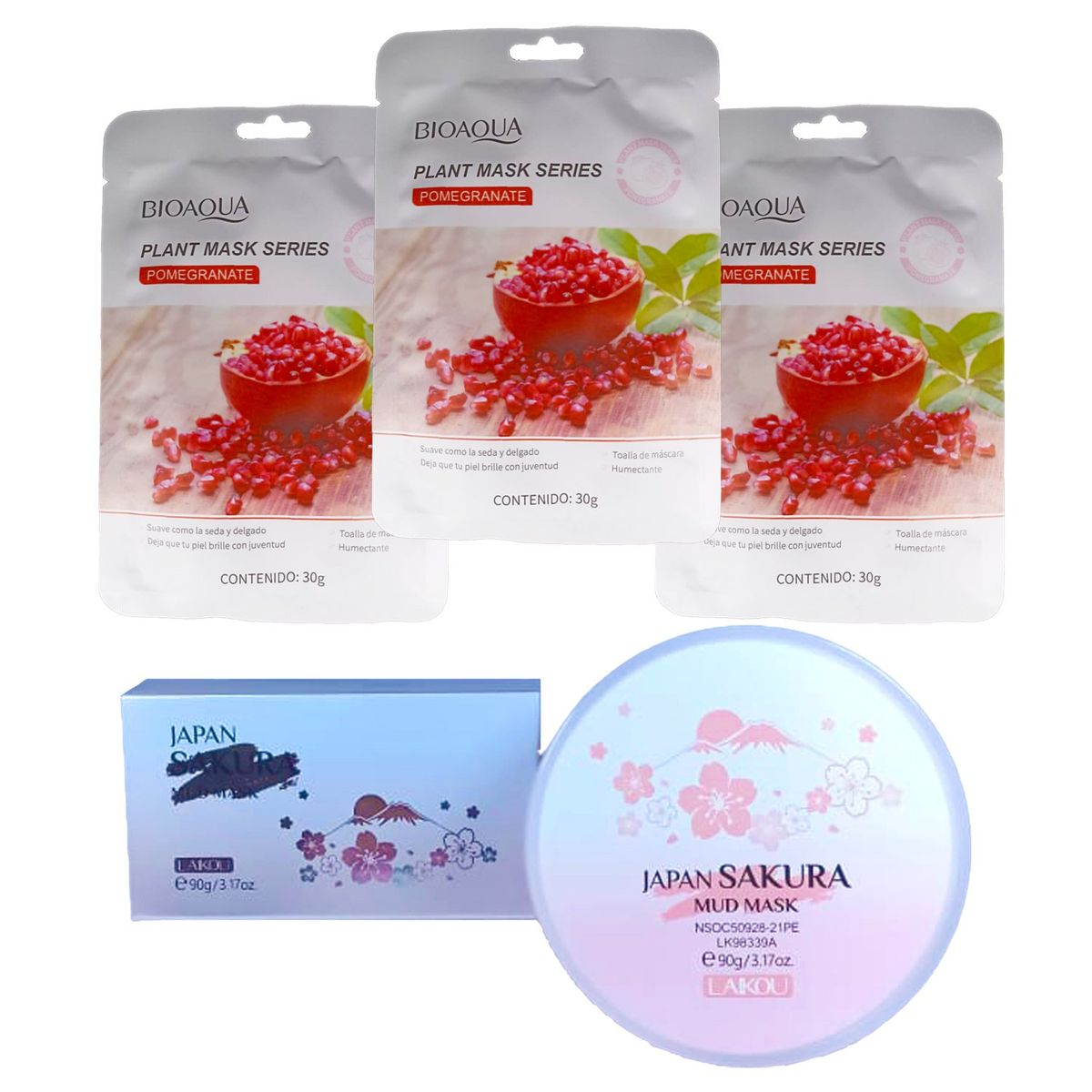 BIOAQUA - MASCARILLA FACIAL BIOAQUA 3 UND + LAIKOU JAPAN SAKURA MASK