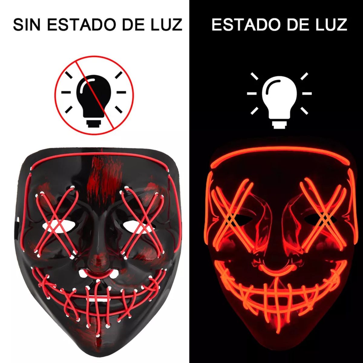 GENERICO - Máscara LED 2 COLORES EN 1 LA PURGA HALLOWEEN