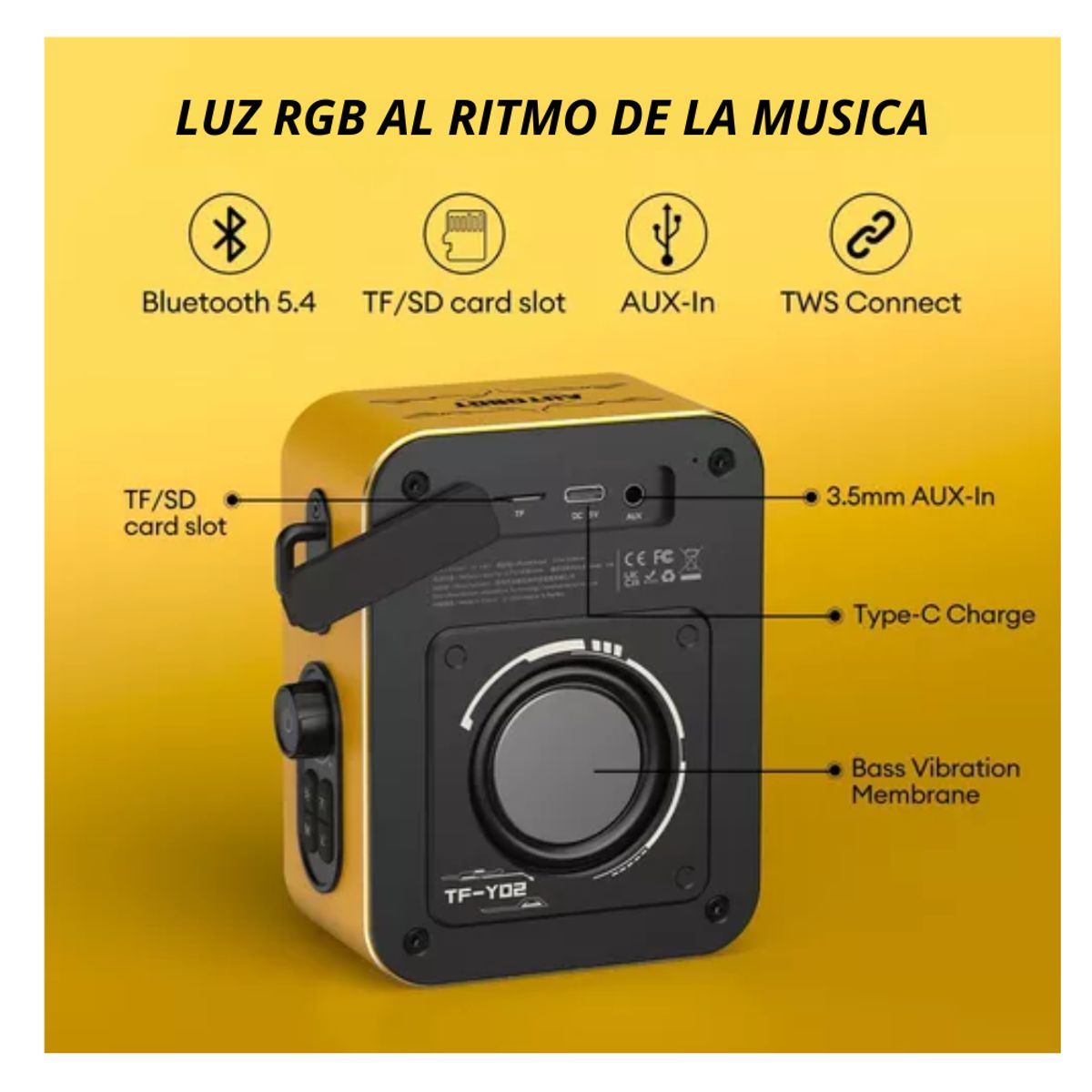 TRANSFORMERS - Altavoces Transformes Parlante con Luces RGB Portatil Bluetooth TF-Y02.