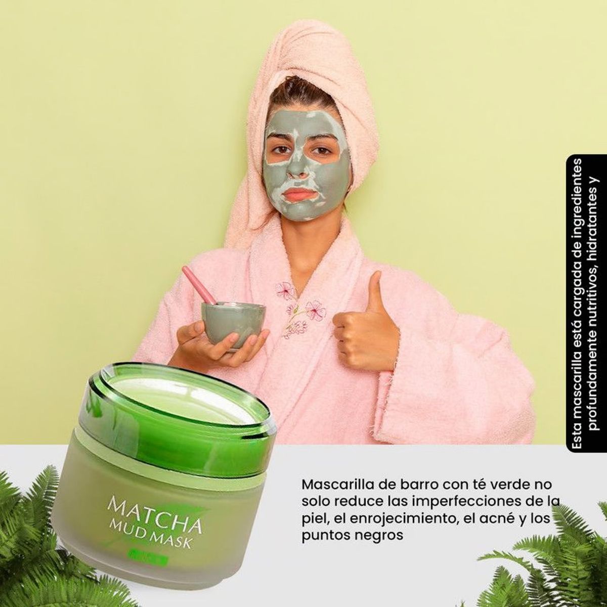 BIOAQUA - MASCARILLA FACIAL BIOAQUA 3 UND + BARRO FACIAL CON TE MATCHA