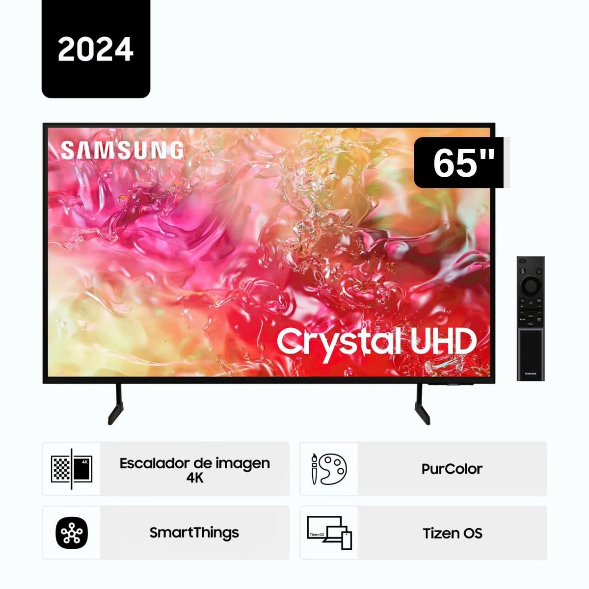 SAMSUNG - Televisor Samsung LED 65'' Crystal UHD 4K  65DU7000 Tizen OS Smart TV
