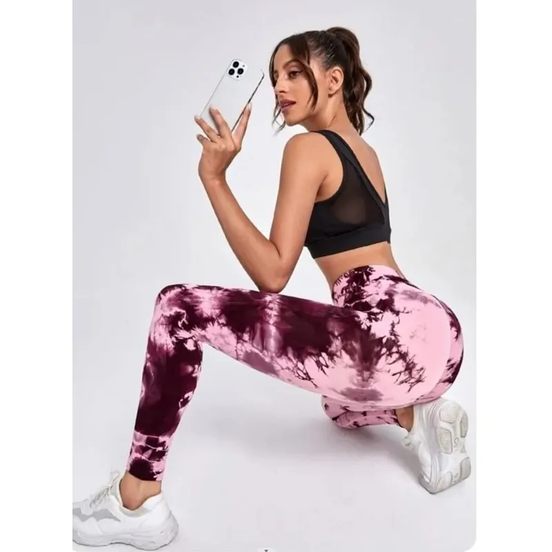 GENERICO - Leggins Deportivo Levanta Cola Tie Dye Gym Yoga Tiro Alto