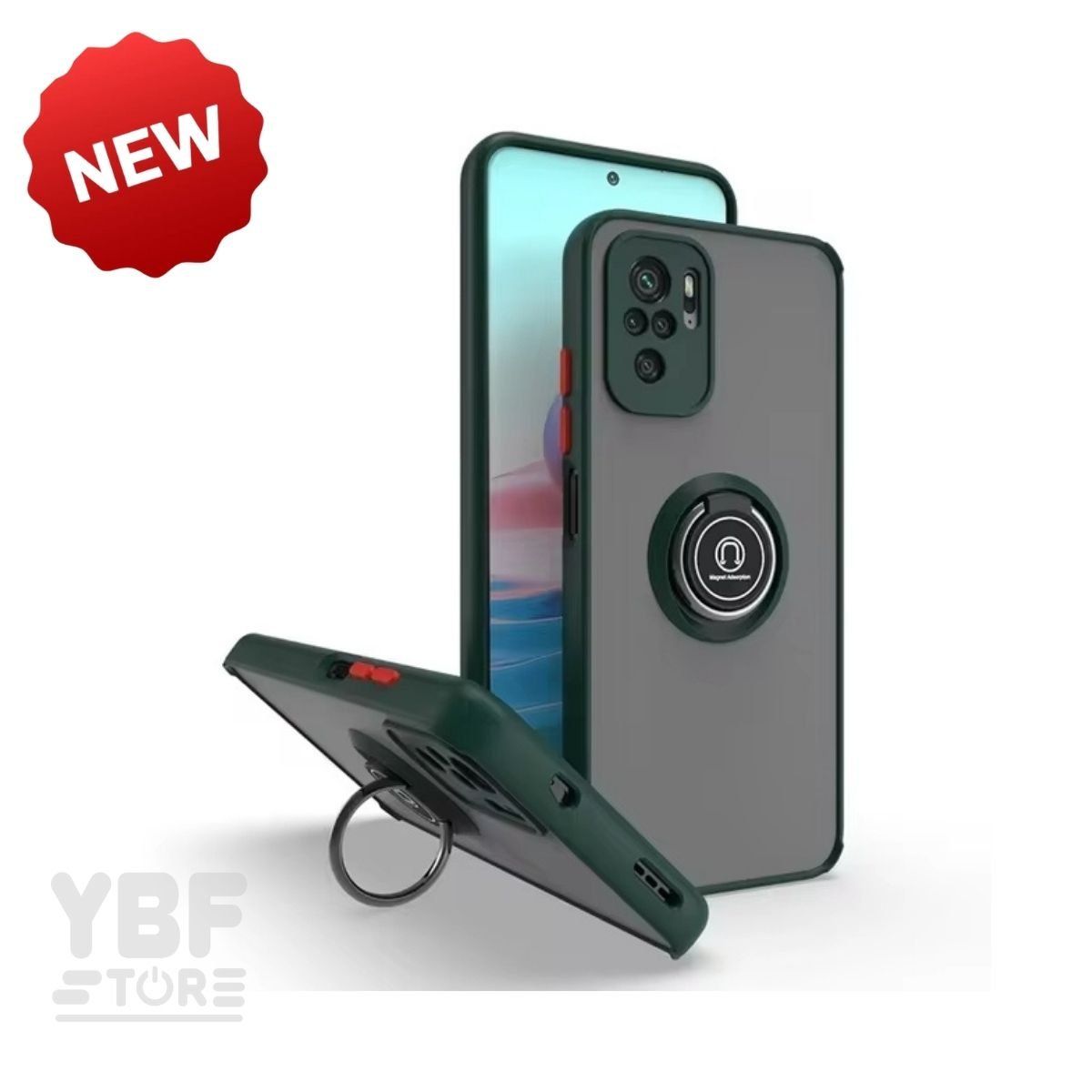 GENERICO - Case Ahumado con Anillo Verde para Honor X6S