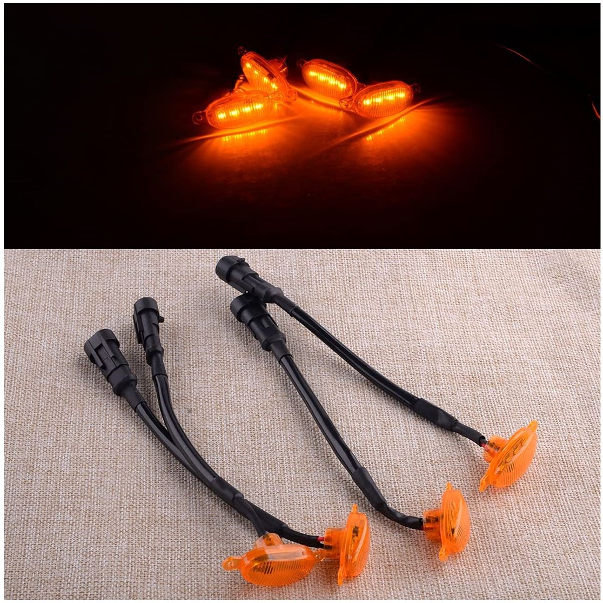 GENERICO - luz lámpara LED parrilla rejilla 4 piezas delantera ámbar