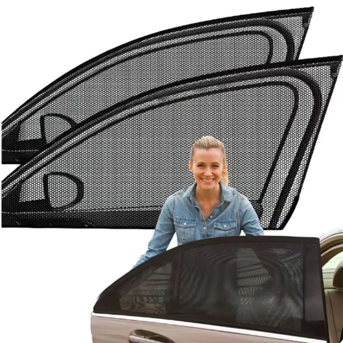 GENERICO - TAPASOL MALLA PARA AUTO SET DE 2 PIEZAS