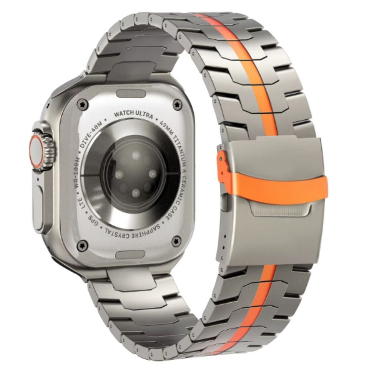 URVOI - Correa de Titanio para Apple Watch Iron Man Orange Stripe