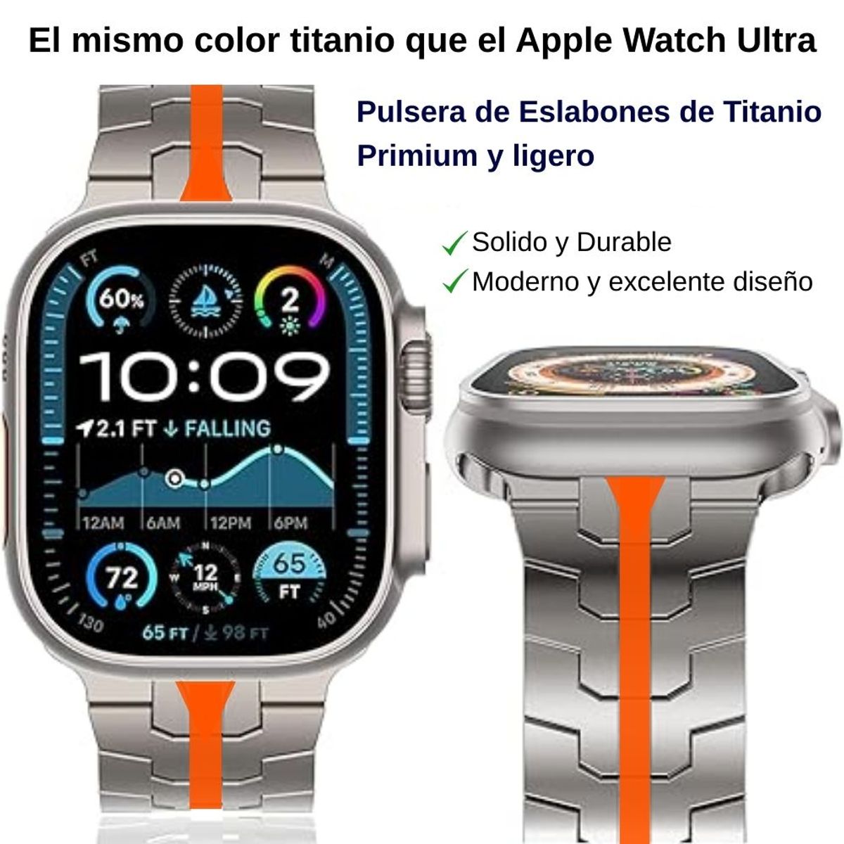 URVOI - Correa de Titanio para Apple Watch Iron Man Orange Stripe