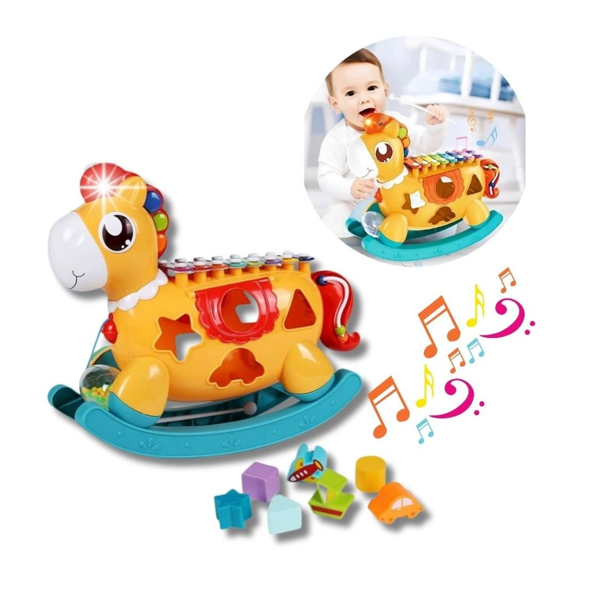 GENERICO - Xilófono Pony Interactivo Musical 5 En 1 Para Bebé