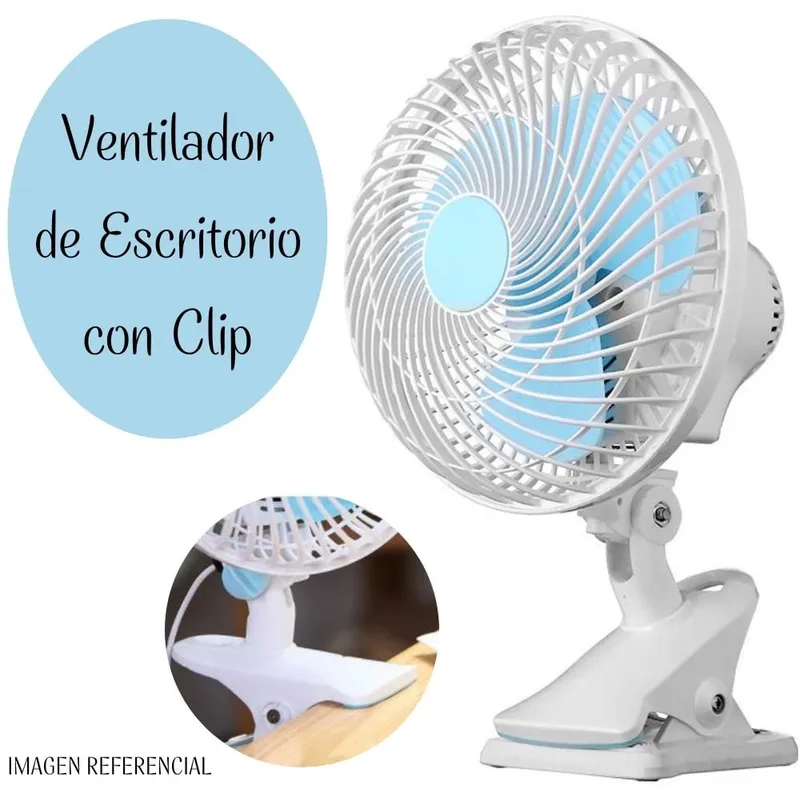GENERICO - Ventilador Giratorio para Escritorio 2 en 1 Con Clip – Celeste