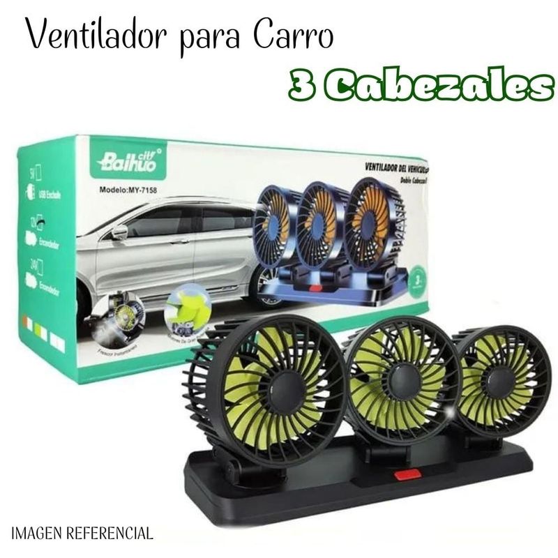 GENERICO - Ventilador para Auto de Triple Cabezal - 12V