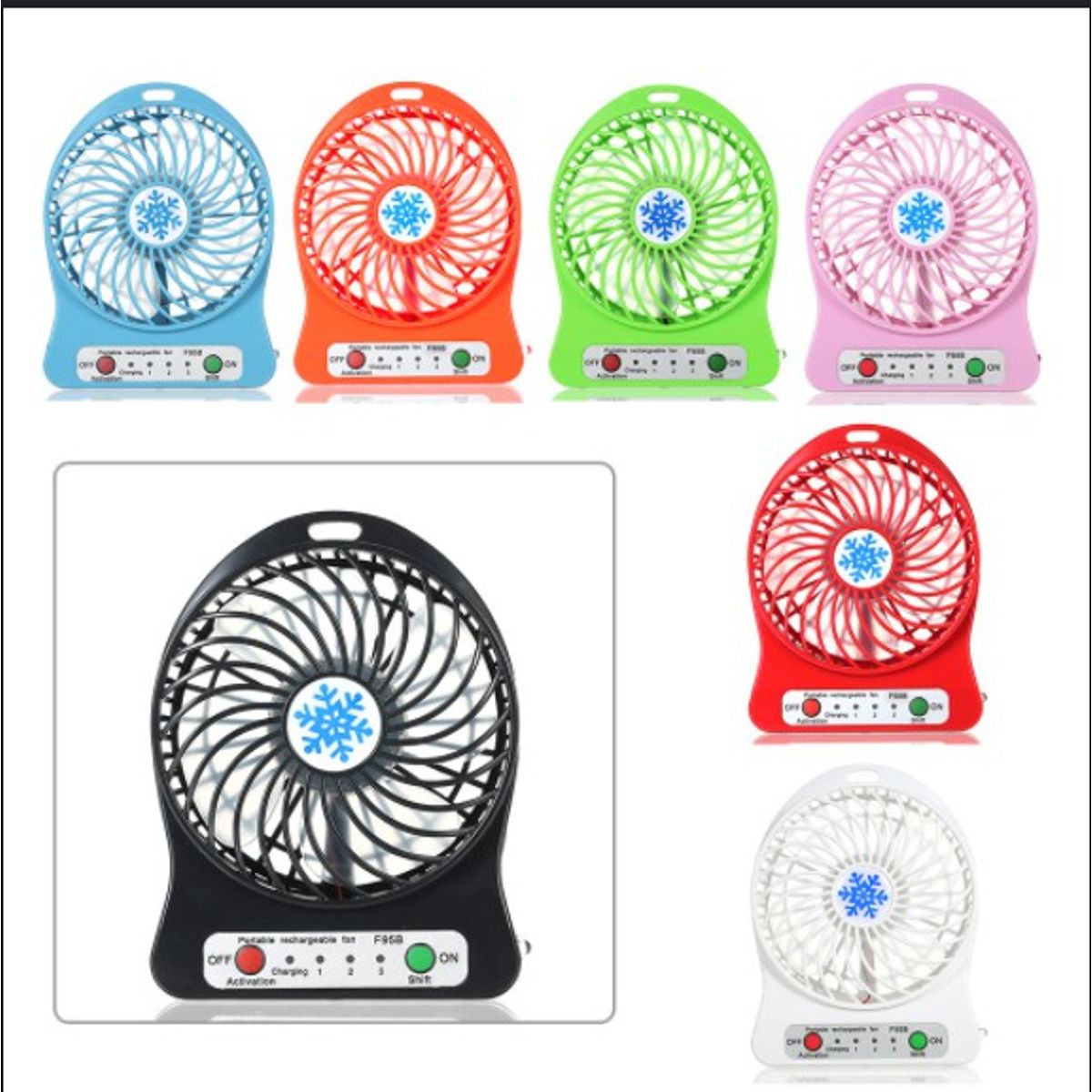 GENERICO - Pack 6 mini ventilador 3 niveles recargable portatil mini fan