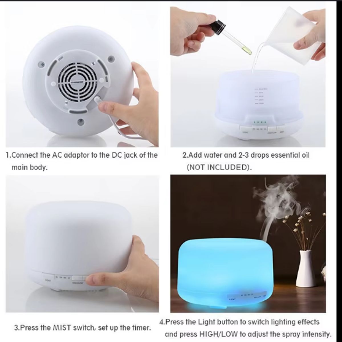 GENERICO - Humidificador de aire ultrasónico grande de 500ML