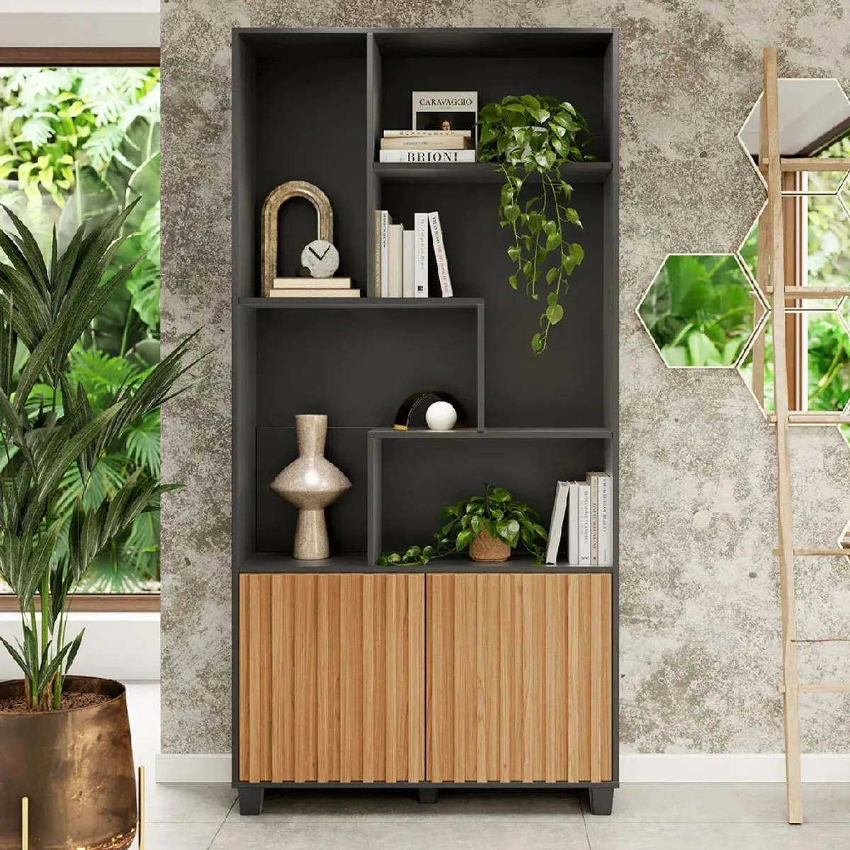 NACION MUEBLES - Estante Nacion Muebles Alvize Color Negro