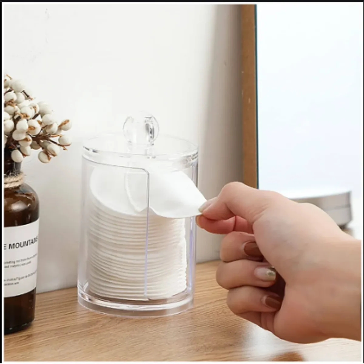 GENERICO - Organizador Acrílico Dispensador de ALGODON Desmaquillantes