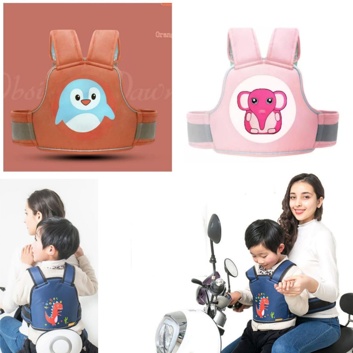 GENERICO - Cinturón de Seguridad Para Moto o Bici de NIÑOS ROSADO