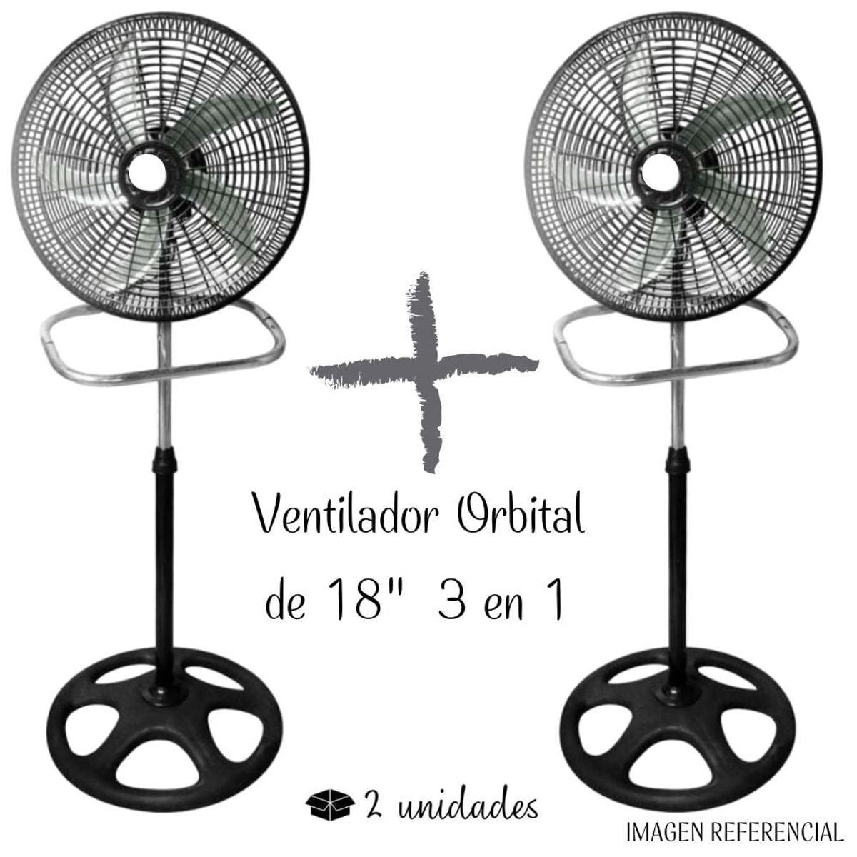 GENERICO - Ventilador Orbital de 5 aspas Malla Plástica - 3 en 1 de 18" X2 UNIDADES