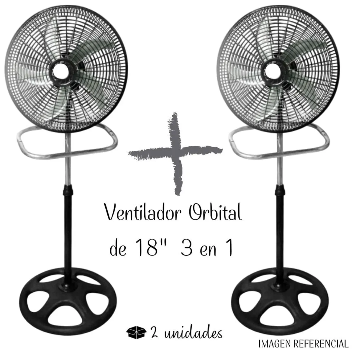 GENERICO - Ventilador Orbital de 5 aspas Malla Plástica - 3 en 1 de 18" X2 UNIDADES