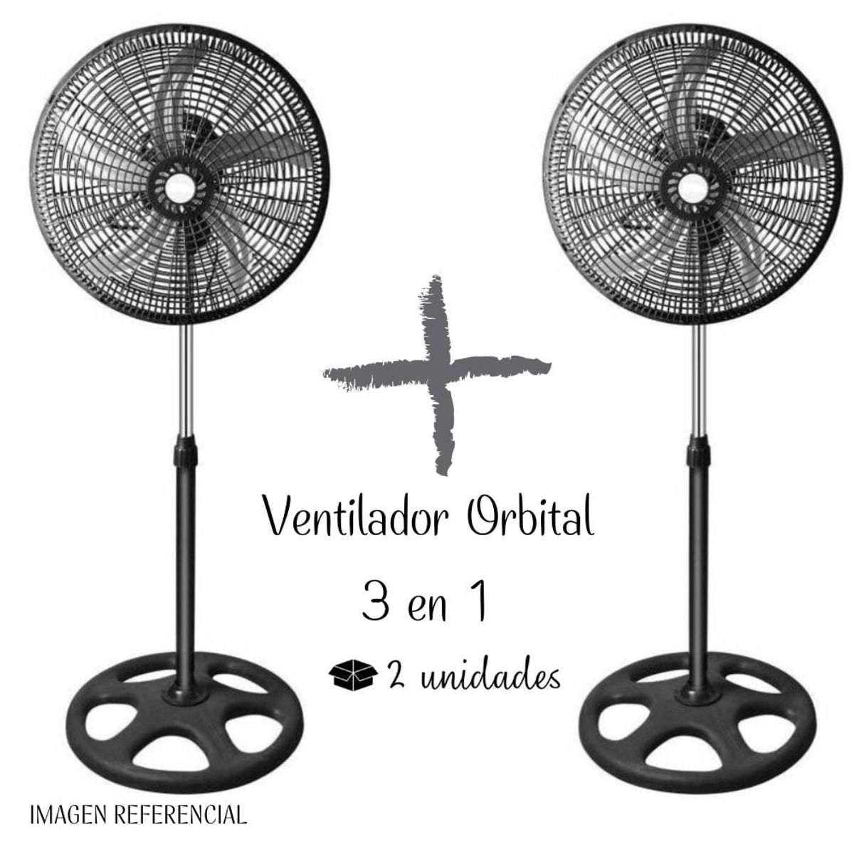 GENERICO - Ventilador Orbital de 5 aspas Malla Plástica - 3 en 1 de 18" X2 UNIDADES