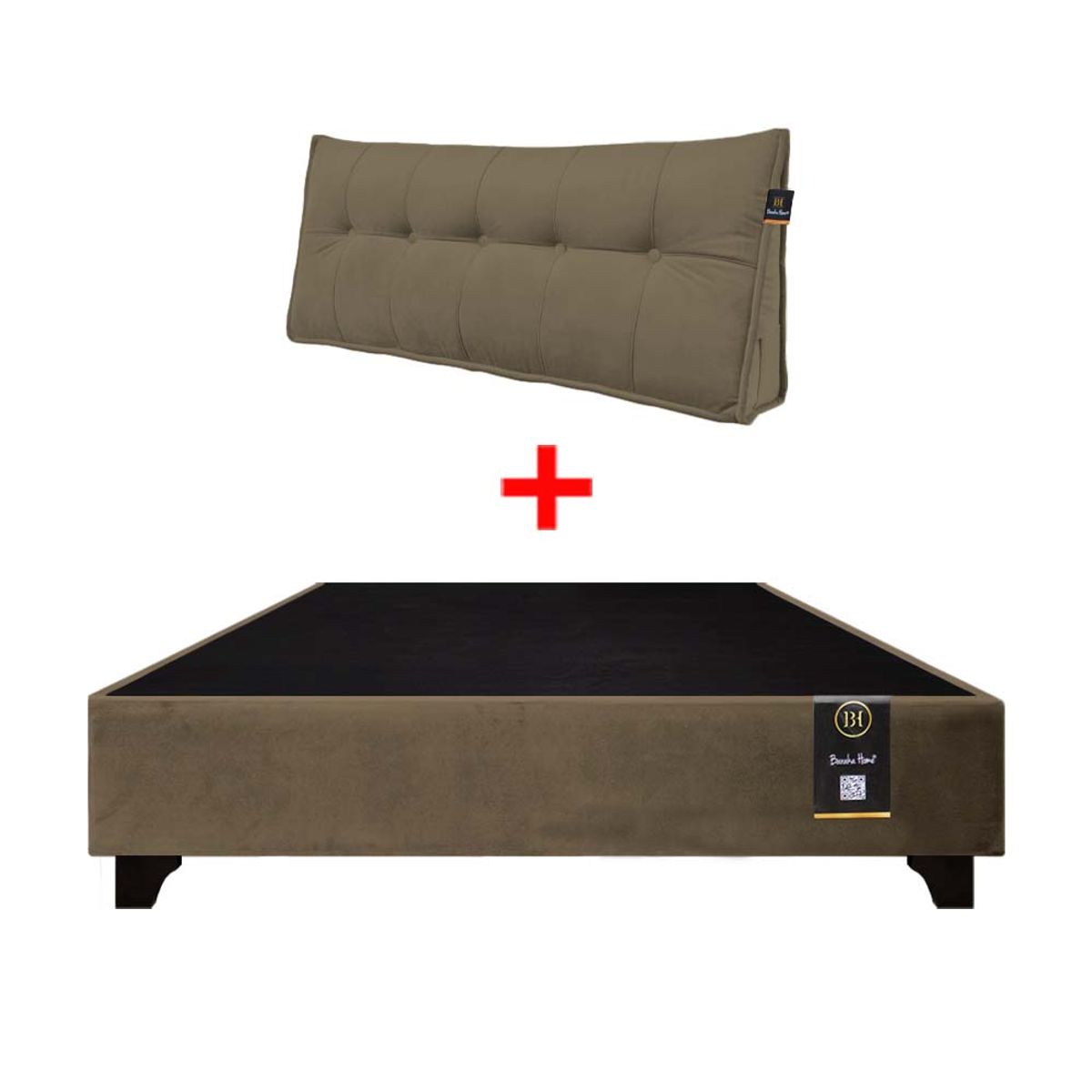 BARAKA HOME - Base de Cama Luton + Cojin de Respaldo Bitola 1.5 Plz - Beige Oscuro
