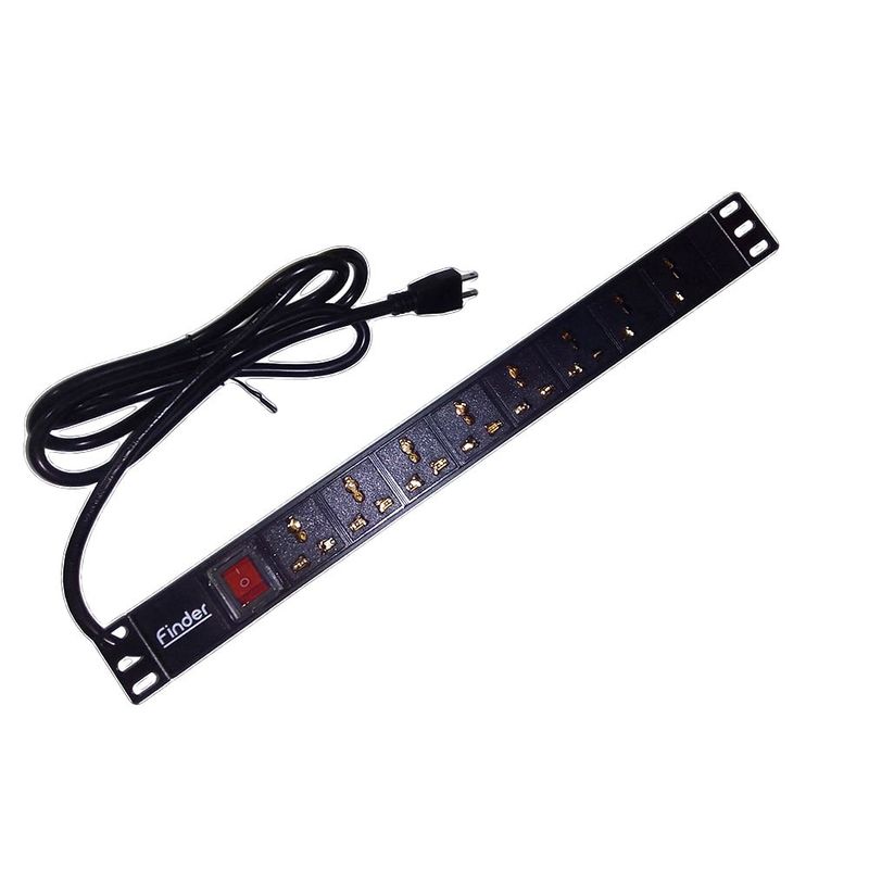 FINDER - PDU regleta de ENERGIA 8 tomas para rack - metal- CORDON 1.8 metros