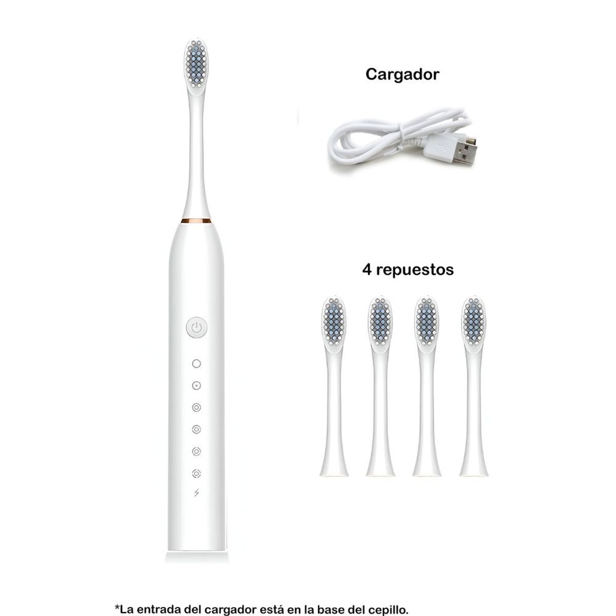 GENERICO - Cepillo de Dientes Eléctrico Avanzado Incluye 4 cabezales de Repuesto