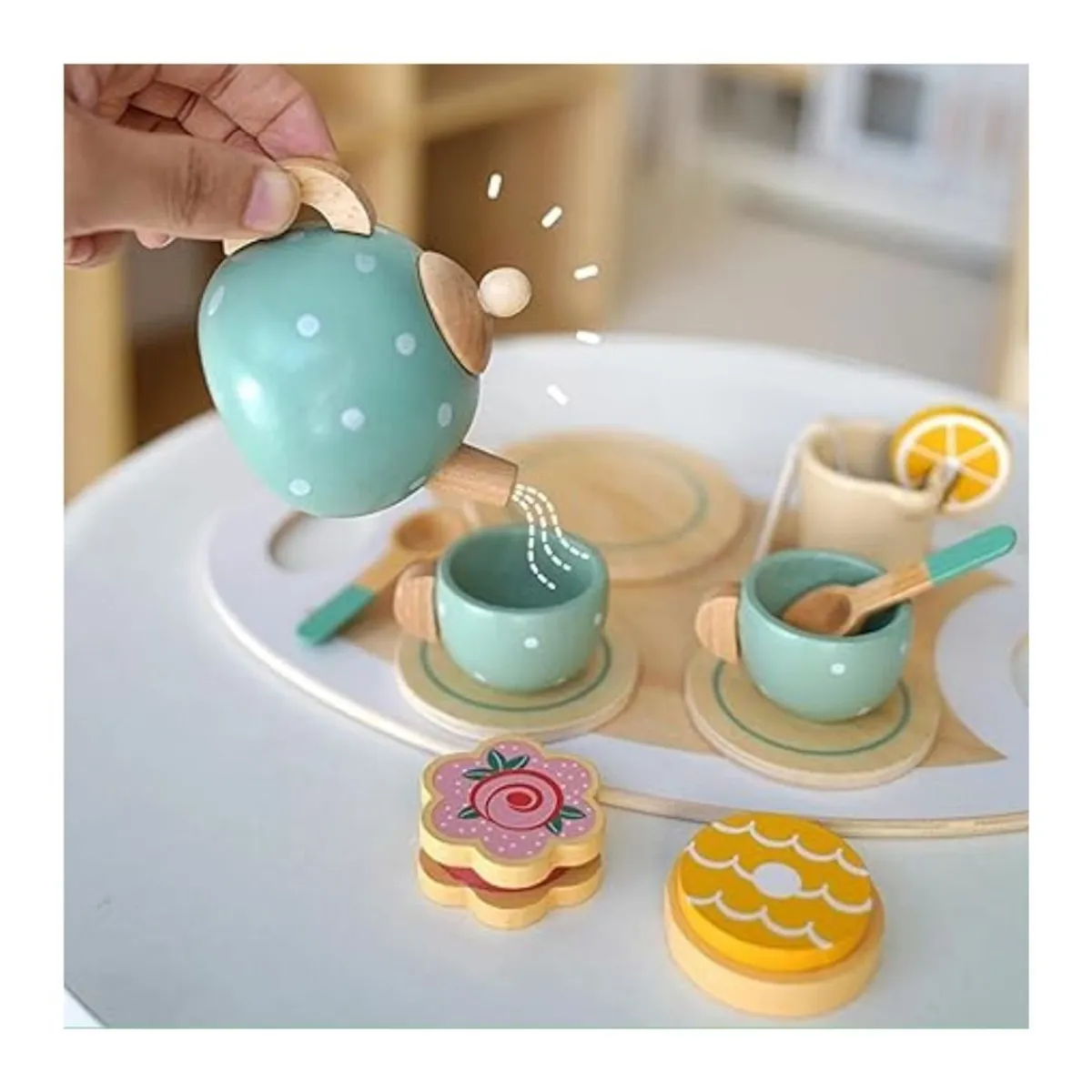 GENERICO - Juego Didáctico Fiesta del Té de la Tarde para Niñas Set de Madera
