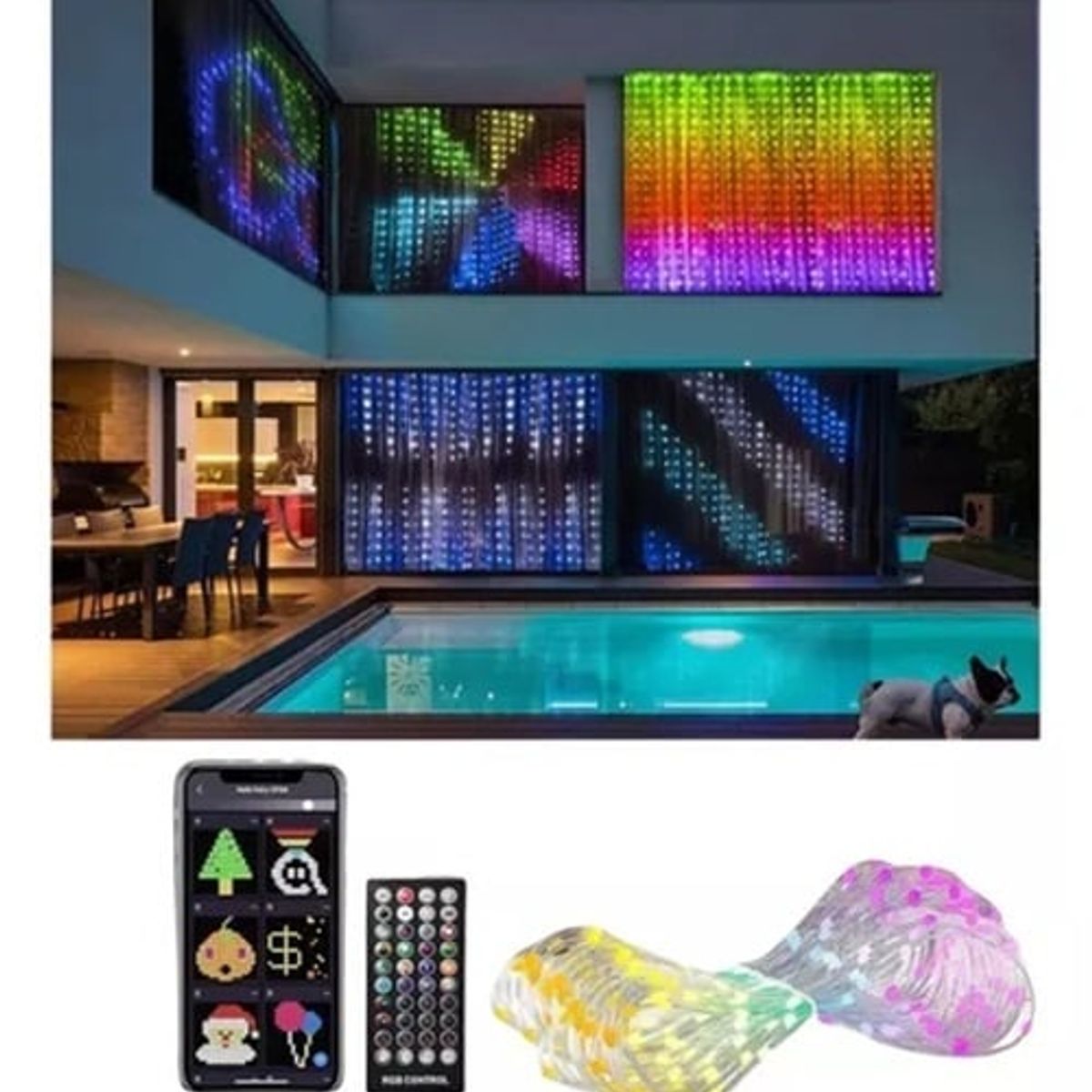 GENERICO - Cortina de luces inteligente RGB 400 LED Control por aplicación wifi